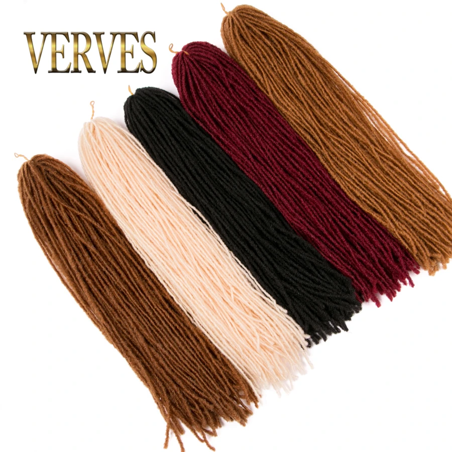 

VERVES Dreadlocks Hair Extension 18 inch 54 roots/piece Crochet Braids Synthetic Braiding Hair for Women Black brown twist braid