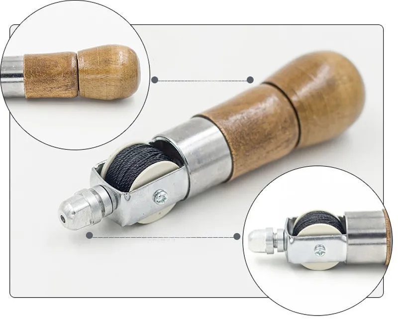 Кожа шило для шитья комплект, Quick Stitch Repair Tool набор тяжелых нитки с шило, 0,8 мм круглый воск черный, белый цвет коричневый