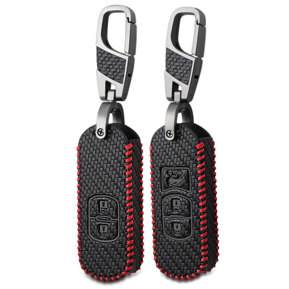 

Carbon Fiber Pattern Laather Case Car Key Cover Holder For Mazda 2 3 6 CX-5 CX-7 CX3 CX5 CX7 CX9 MX MX5 Keychain Car Styling