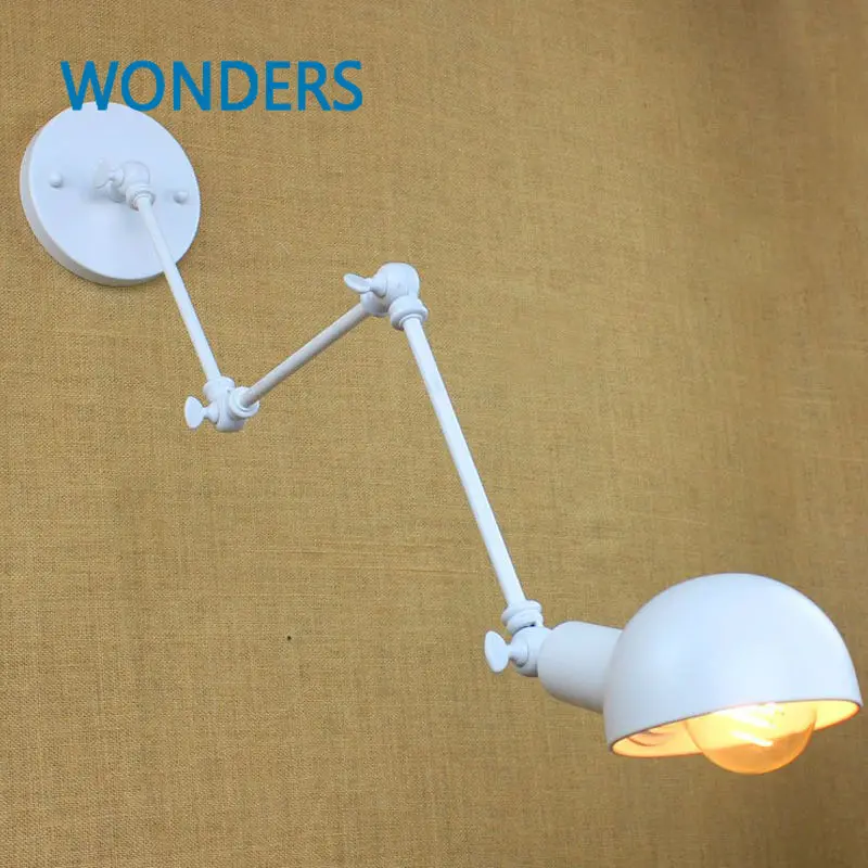 

Long Arm 3 knobs Iron flexible Wall Light black/ white LOFT industrial lamp Cafe Aisle Hall Project Lamp Bedroom hotel decor