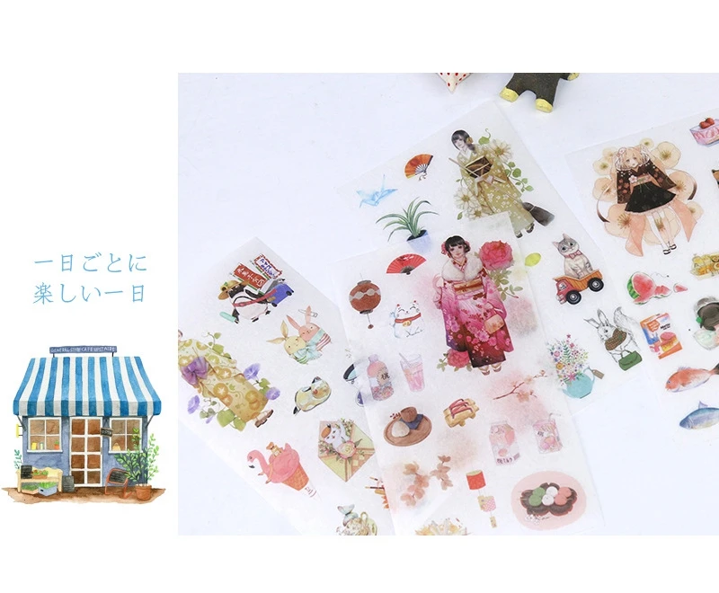 Girl Cartoon Stickers Anime Cute Kawaii Sticker Mobile Phone Book Gift DIY Ablum Diary Scrapbooking decoration label Stickers