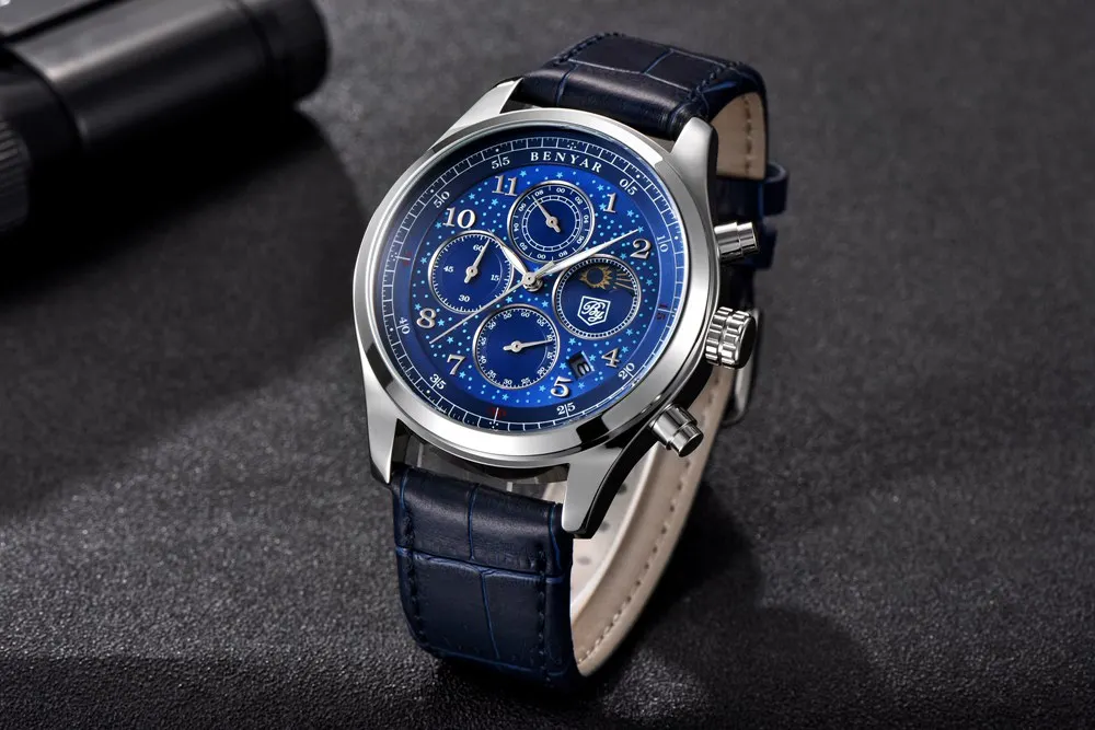BENYAR мужские часы водонепроницаемые кварцевые спортивные часы для мужчин синий циферблат бизнес часы мужские часы hodinky relogio masculino saat