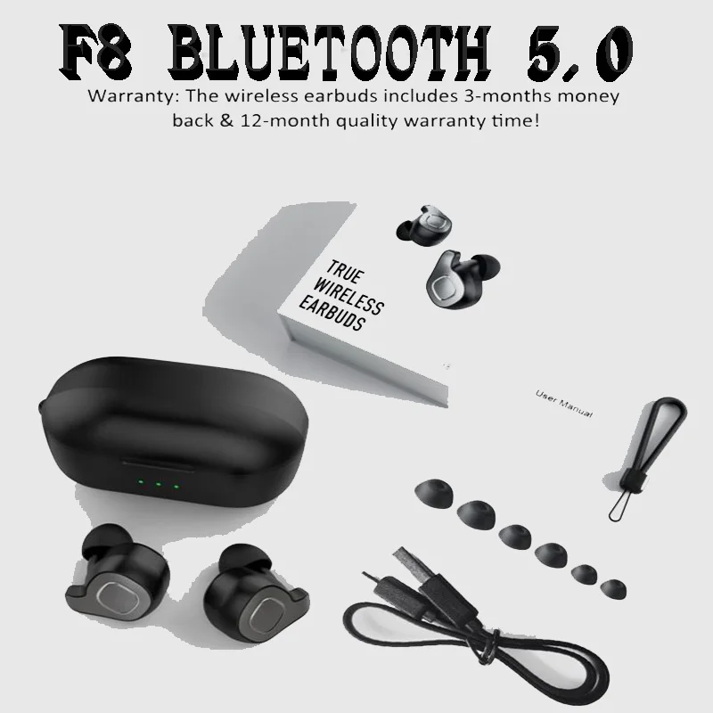 YULUBU F8 Bluetooth 5,0 наушники мини спортивные настоящие Беспроводные наушники с микрофоном TWS наушники с зарядным устройством для samsung iPhone