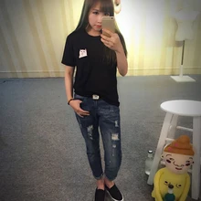 T shirt Women Funny Kawaii Tops 2016 Korean Wild T Shirt Women Summer Middle Finger Lovers Men Women Loose Tee Shirt Femme