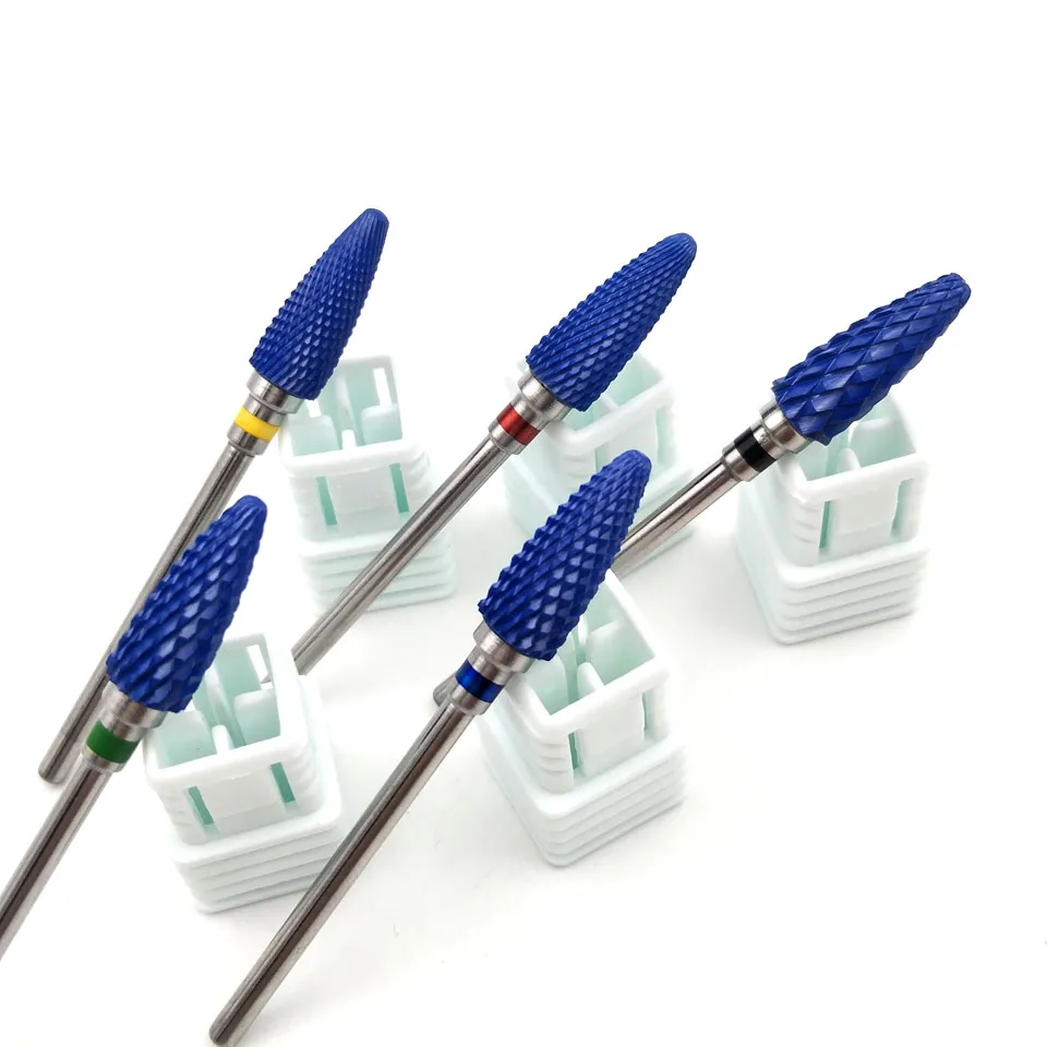 HYTOOS синий керамический сверло для ногтей 3/3" Цилиндрические роторные сверла для маникюра, аксессуары, маникюрные фрезы, фрезерные инструменты