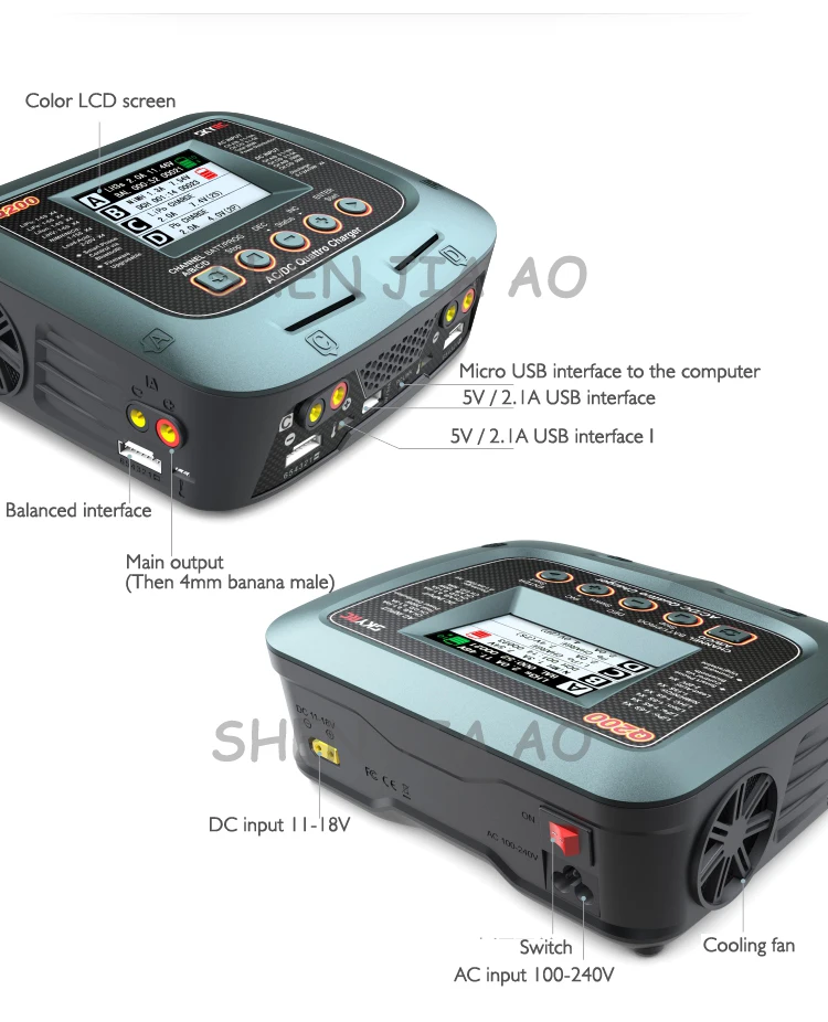 4-канальный Интеллектуальный литиевая батарея Модель зарядное устройство Q200 баланс зарядное устройство разрядник ac/dc Встроенный Мощность