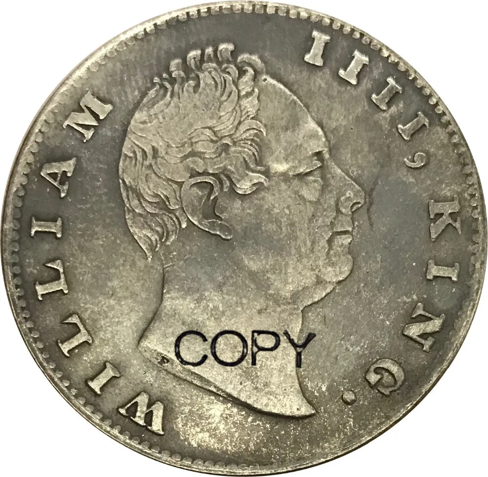 Индийско-британская 1 рупий Вильям IV король 1840 Посеребренная копия монет