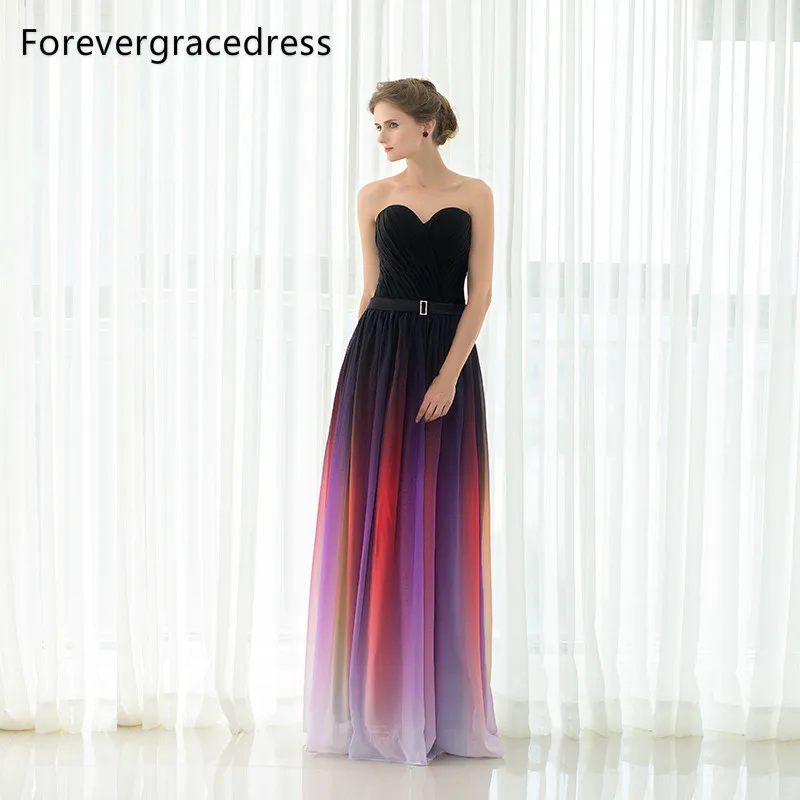 

Forevergracedress Colorful A Line Long Evening Dress New Design Sweetheart Chiffon Formal Party Gown Plus Size Custom Made
