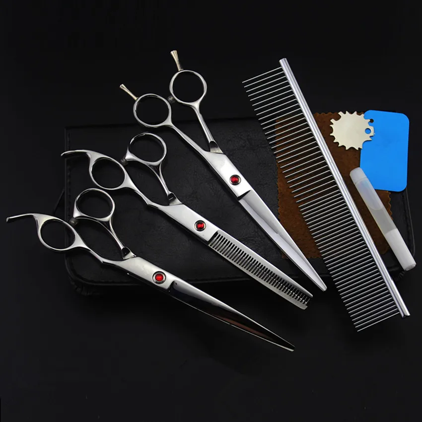 4 kits gem pet dogs 7 inch shears cutting hair scissors dog grooming