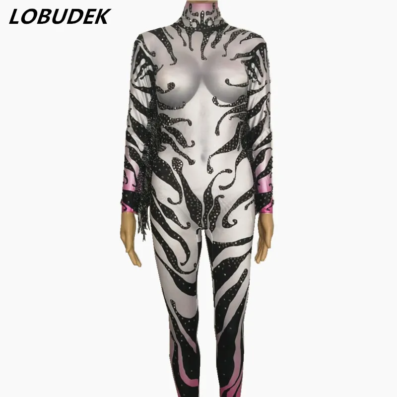 

3D printing Stretch Leotard Jumpsuit Female Costume Bar DJ singer Pole dancing performance clothes Club Party Star Dance wear
