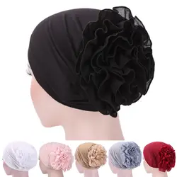Шт. 1 шт. для женщин Цветочный кружево тюрбан шляпа Индии кепки мусульманские шляпы Hairnet Кепка chemo цветок Капот Шапочка