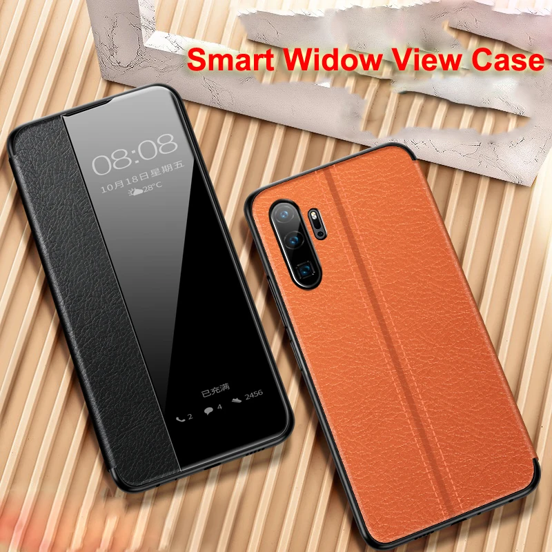 

for Huawei P30 Pro P30 Lite Nova 4e 4 Case Smart Window View Flip Leather Case Cover for Huawei P30 P30Pro Plus Case Funda Shell