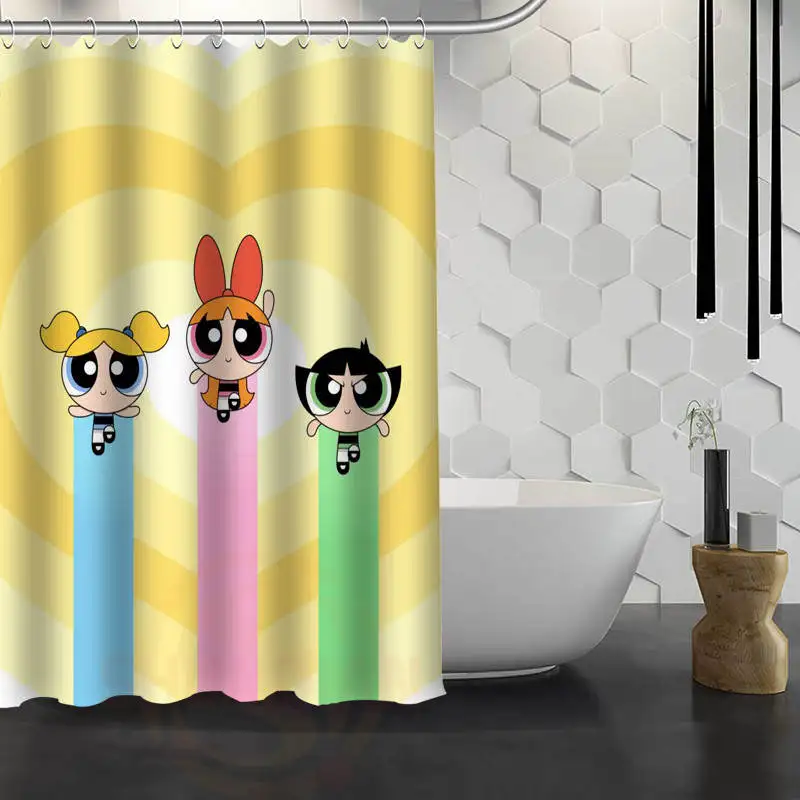 Powerpuff девушки пользовательские занавески для душа водонепроницаемый ткань для ванной Шторка для ванной WJY1.17 - Цвет: Оранжевый