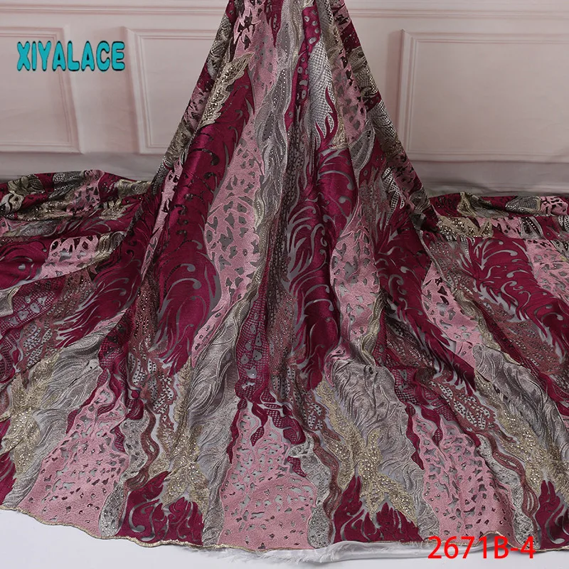 Кружева ручной работы нигерийские бисером африканская кружевная ткань французская кружевная ткань высокого качества Кружева Тюль для вечерние платья YA2671B-1