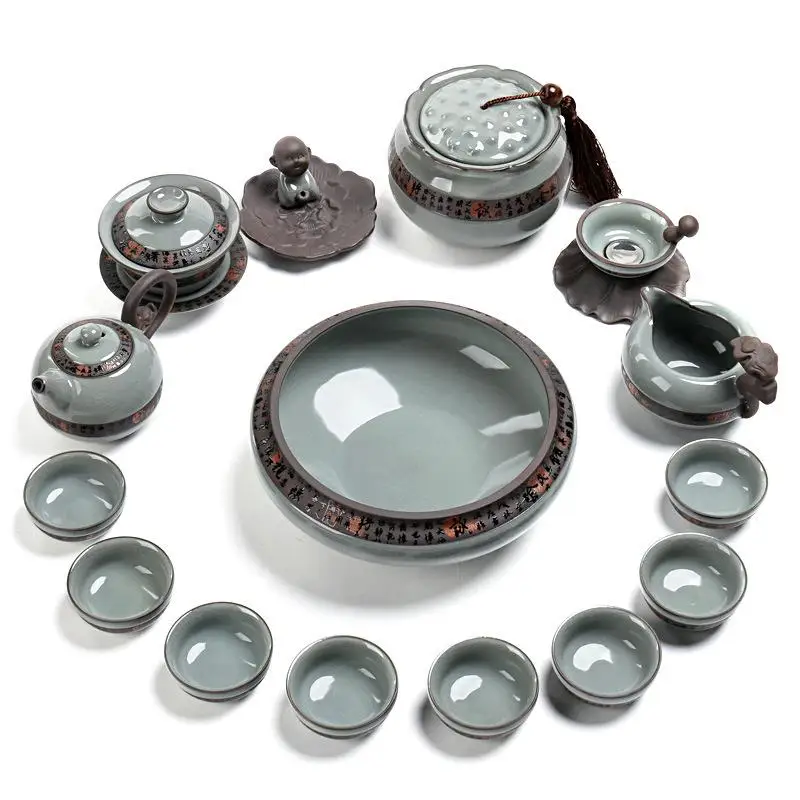 

Luxury Ceramic Kung Fu Tea Set Durable Teapot Drinkware Tea Pot Cup Set Family Chinese Puer Teaset Kettle With Incense Holder