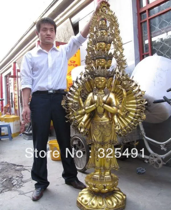 

71 Tibet Bronze Gild Gilt 1000 Arm Hands Avalokitesvara Kwan-Yin Guan Yin Buddha z