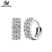 Модные 925 пробы серебряные женские серьги-гвоздики, роскошные двухрядные стразы, ювелирные изделия для женщин, подарок для девушек, высокое качество