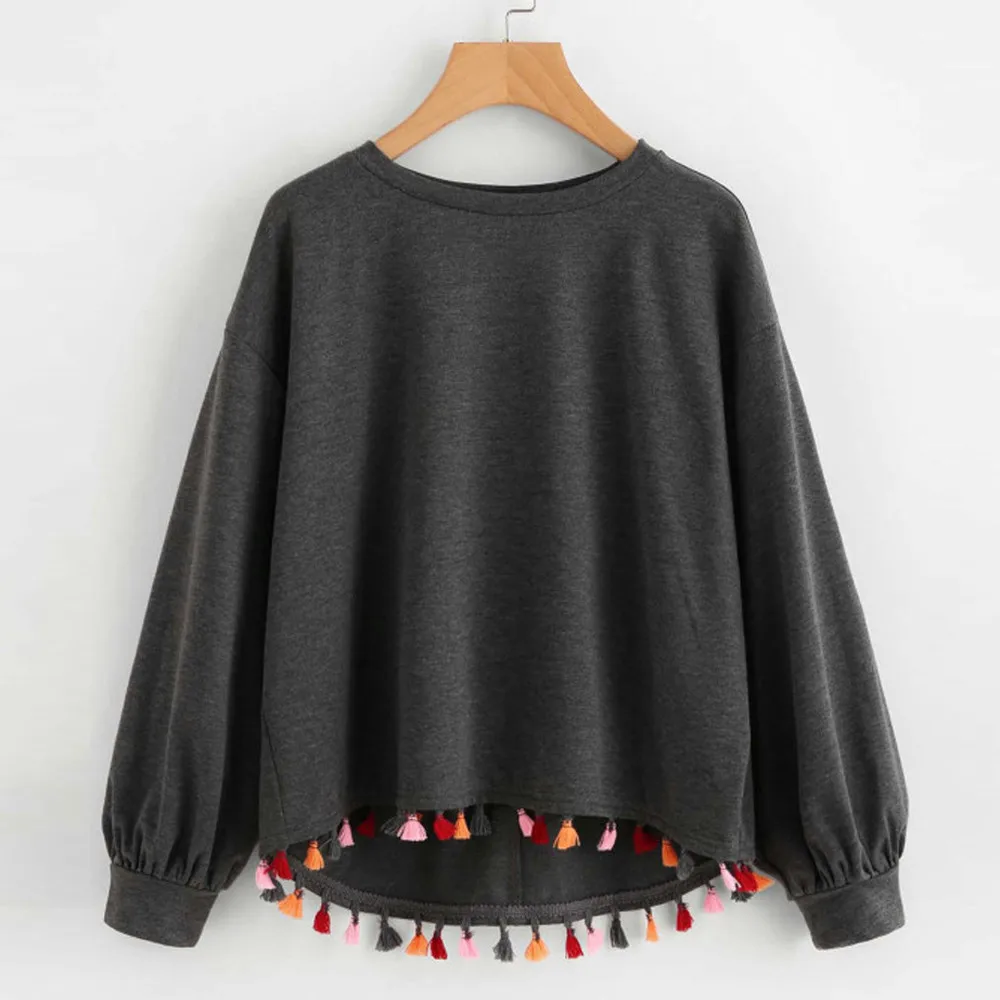 

Autumn 2018 Harajuku Sweatshirt Hoodies Women Streetwear Tassel Hoodie Korean Style Woman Clothes Korean Fashion Clothing
