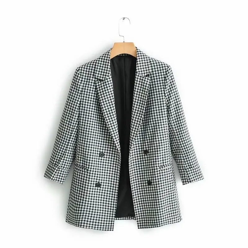 

XQ9-60-9031 European and American fashionable black and white checked suit jacket