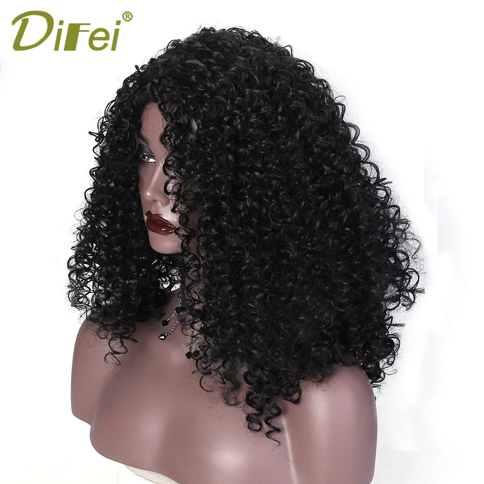 

DIFEI Afro Kinky Curly Wig High-Temperature Synthetic Natural Fiber Hair Short Black Wigs Halloween Cosplay Wig