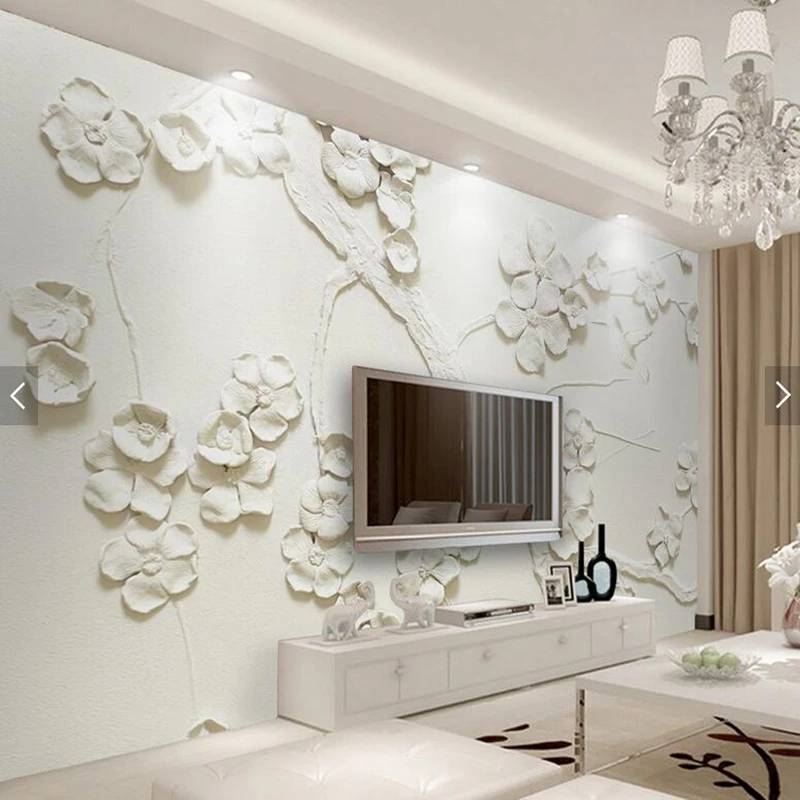 

Custom wallpaper for walls 3d, embossed plum frescoes for living room bedroom TV backdrop home decor wallpaper