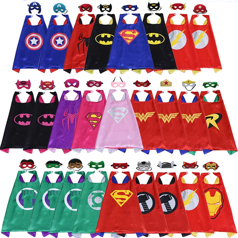 70 70cm Superhero Capes Costume Black Cape Superman Spiderman Superhero Capes Cosplay Party Halloween Best Gift