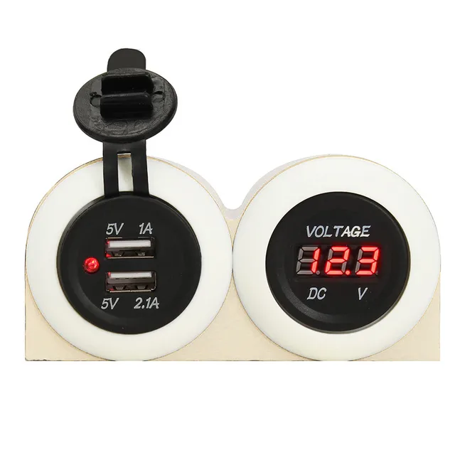 Buy 5V 2.1A 12/24V Dual USB Car Charger Voltmeter
