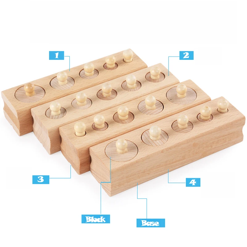 Logwood Wooden toys Montessori Educational Cylinder Socket Blocks Toy Baby Development Practice and Senses