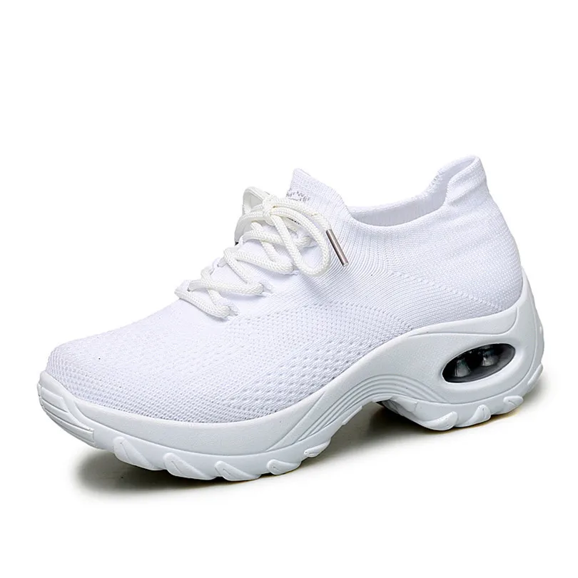 LIN KING Plus Size Women Sneakers Fashion Lace Up Casual Outdoor Shoes Summer Knit Vulcanized Shoes Women Trainers Tenis Shoes
