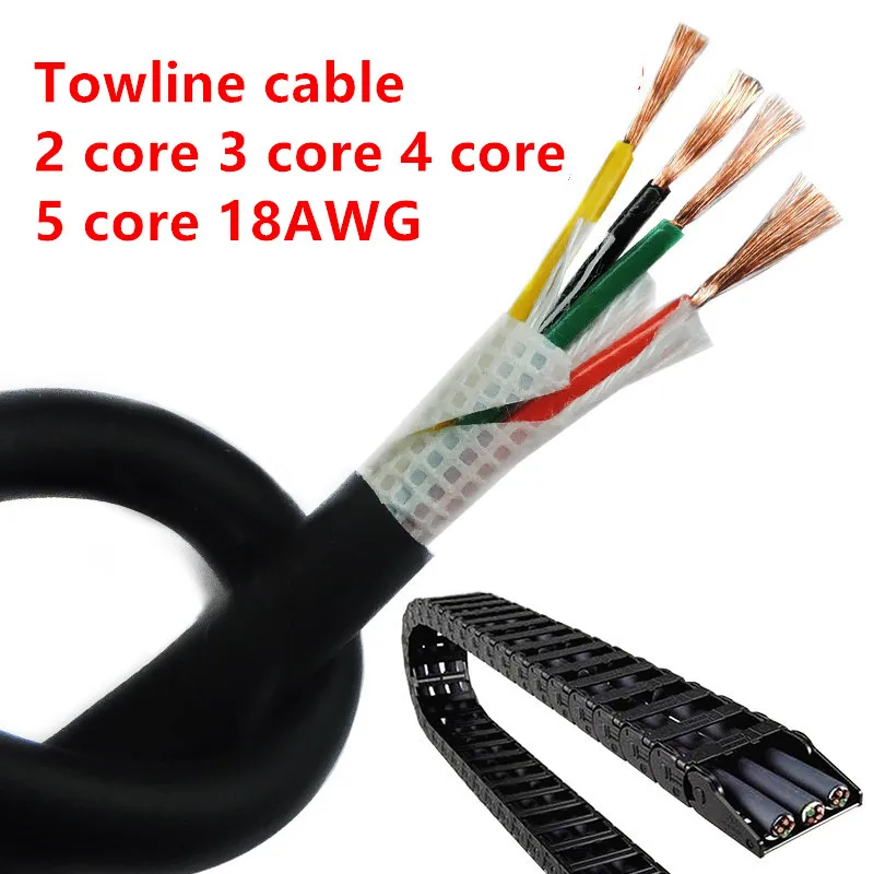 

18AWG 2/3/4/5 core Towline cable 5m PVC flexible wire TRVV resistance to bending corrosion resistant copper wire