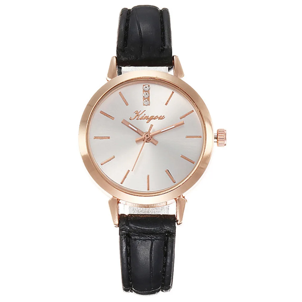 Модные простые часы без цифровой шкалы корпус из розового золота с ремешком кварцевые женские часы драгоценные женские часы Relogio Feminino