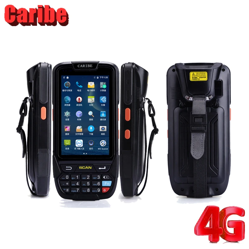  CARIBE Handheld 2D Barcode Scanner 4 Inch Rfid Uhf NFC Reader Android Scanner Automotivo PDA