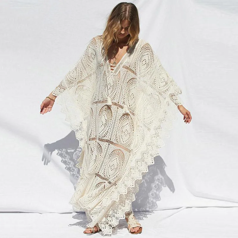 

Pareo And Beach Dresses Cover Ups Bathing Dress Woman Summer Women 2019 Hollow Silk Skirt Geometric Acetate FMZXG For