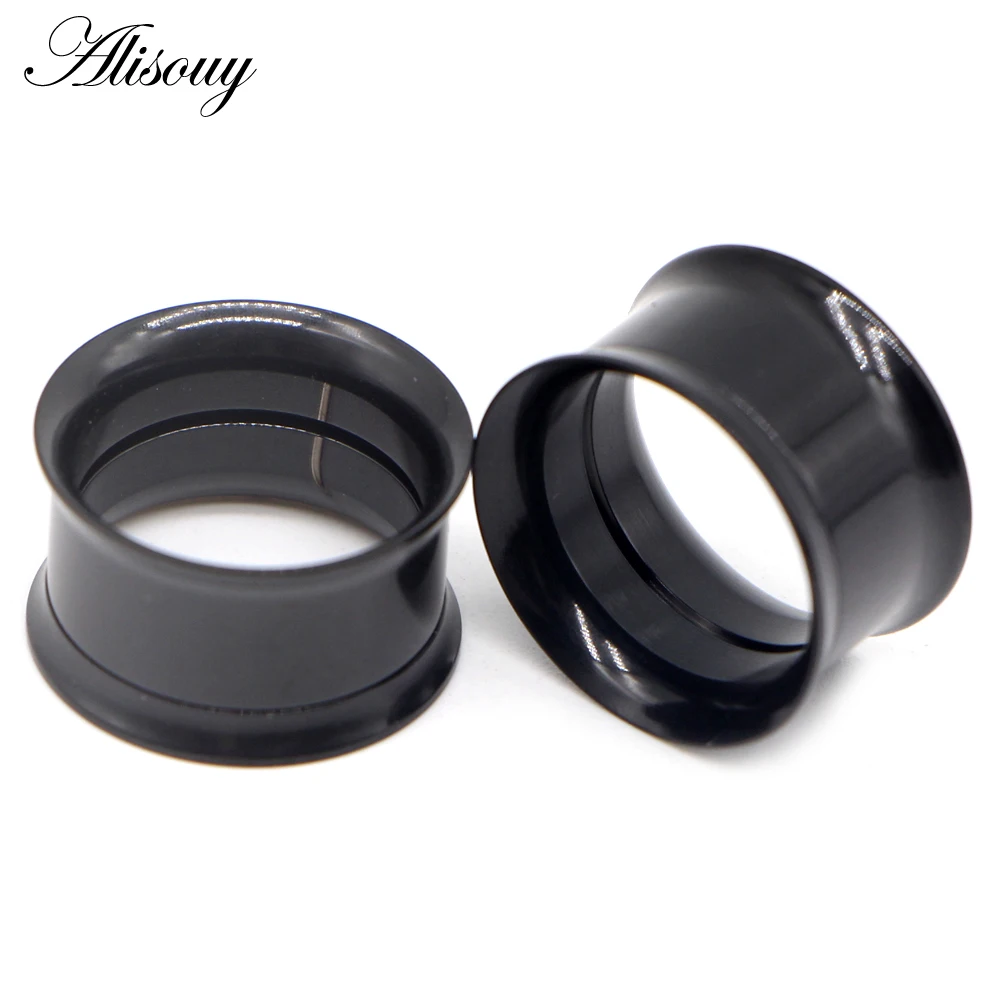 piercing jewelry 2pcs Surgical Steel Screw fit Ear Flesh Tunnel Plugs Anodized Internally Thread Double Flared Hollow Ear Expander Gauge Jewelry