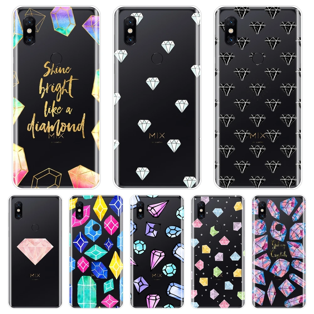 ТПУ задняя крышка для Xiaomi Mi Mix 1 2 2S 3 мягкий силиконовый Алмазный драгоценный