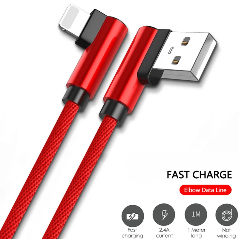 2 м Micro USB кабель 2.4A быстрое зарядное устройство USB шнур 90 градусов локоть Nylona плетеный кабель для передачи данных для samsung Xiaomi iphone Android телефон