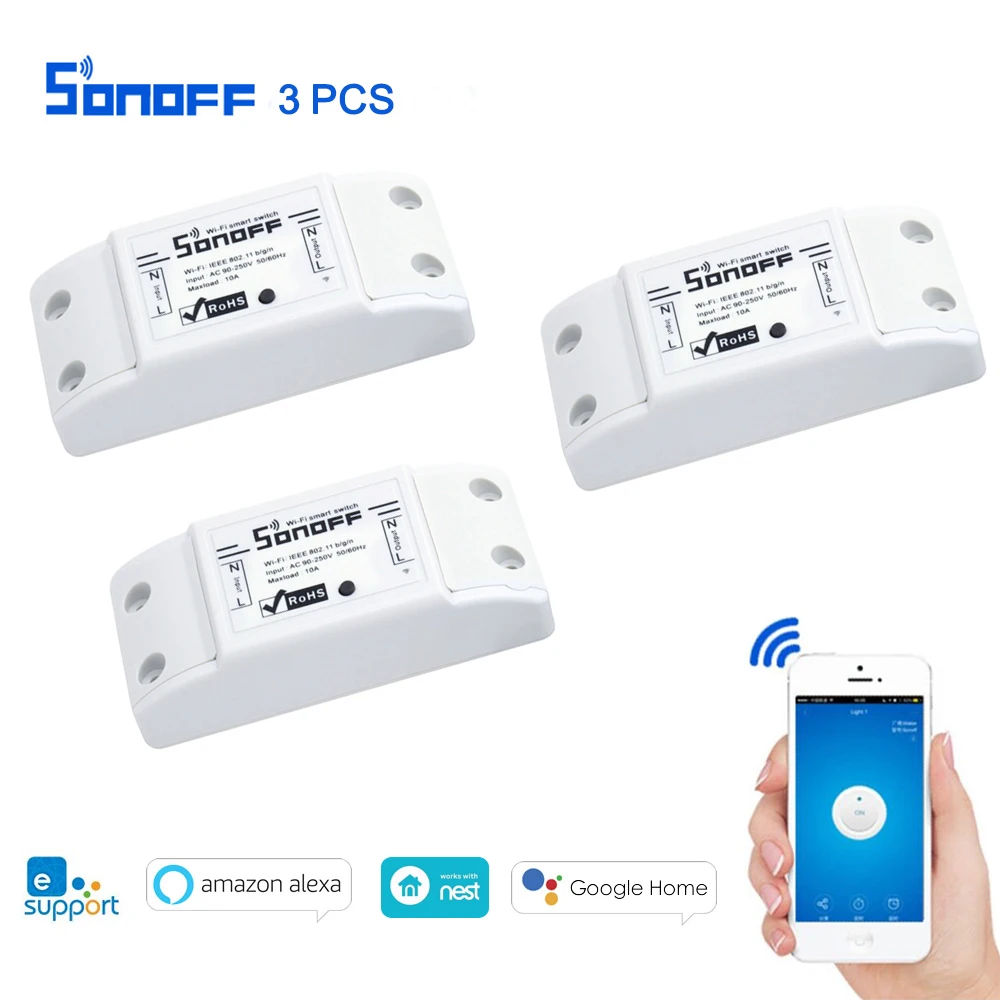 3 шт. sonoff одноцветное Беспроводной Wi Fi переключатель дистанционного Управление