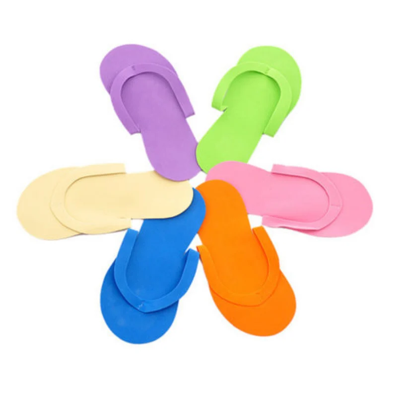 Mayitr 6pairs Disposable Foam Slippers High Quality Spa Pedicure Flip Flop Assorted Colors For Salon Foot Care Tool