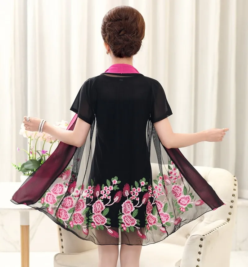 NIFULLAN 2 шт./компл. летние новые модные платья для мам 5XL искусственная женская