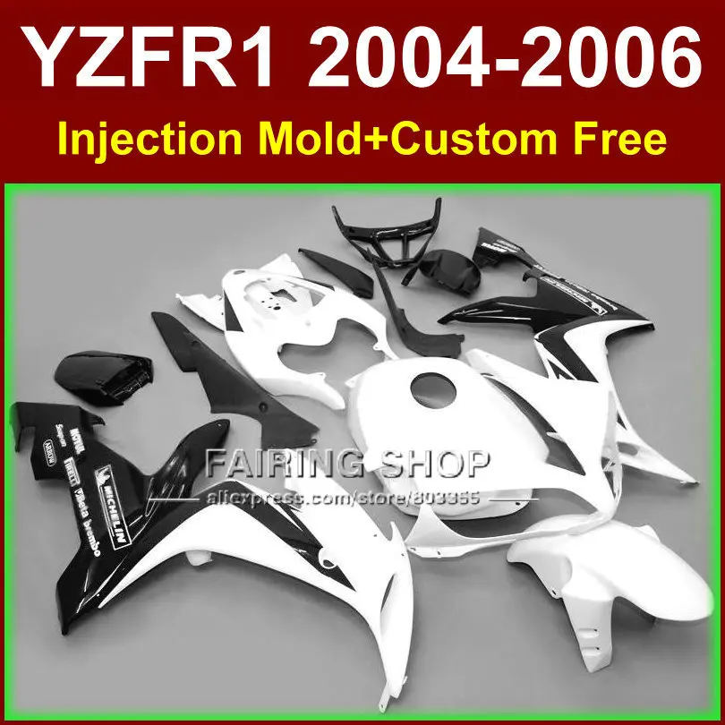 7 подарков Обтекатели для мотоциклов из АБС пластика YAMAHA R1 2004 2005 2006 YZF YZF1000 04 05 06 белые и черные обтекатели|fairing