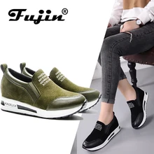 Fujin Brand 2018 Hidden Heel font b Women b font Casual Shoes Vulcanized Slip on Platform