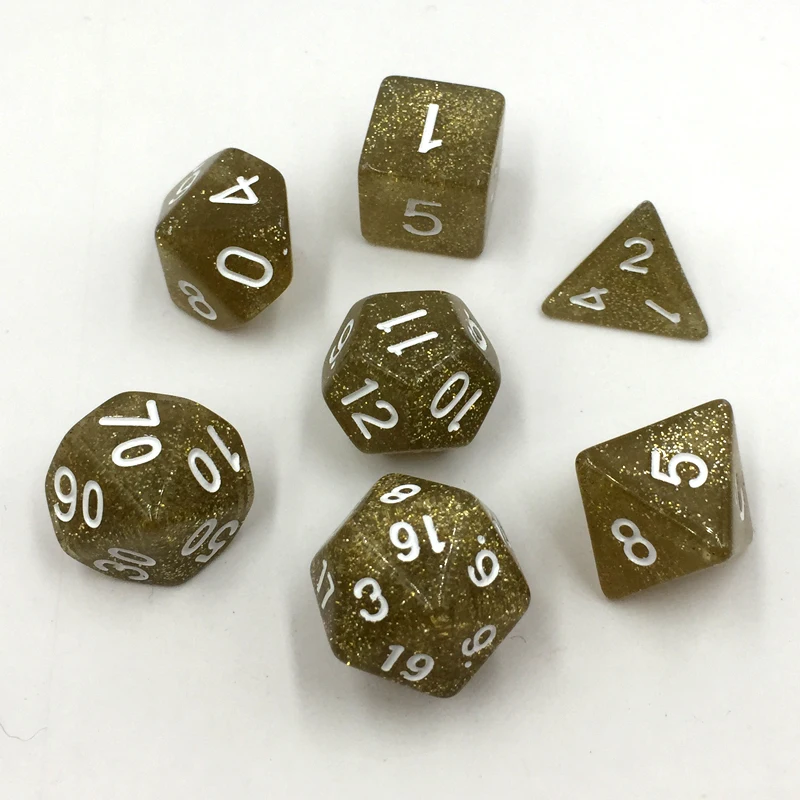 

Rollooo Glitter Rpg dice D4 D6 D8 D10 D% D12 and D20 7Pcs/Set