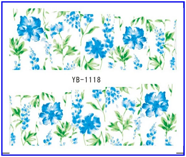 Наклейки для ногтей водяные переводные наклейки на ногти цветок Пион Роза сиреневый Буш YB1117-1122 - Цвет: YB1118
