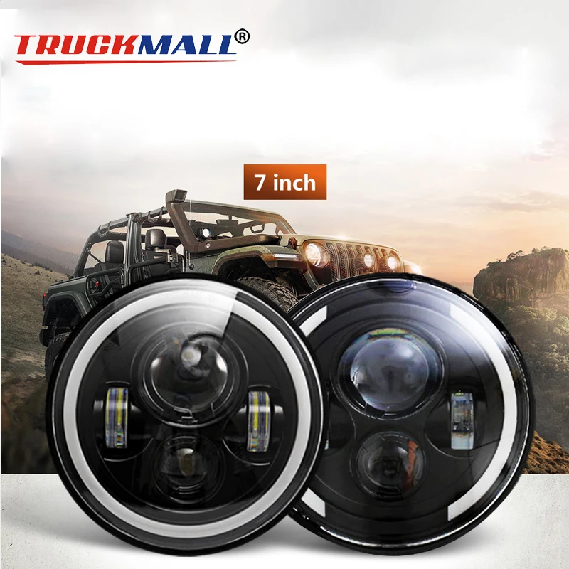 For Lada Niva 7inch Led Headlight HiLow Beam Light Halo Angle Eyes DRL Headlamp For Jeep Wrangler Off Road 4x4 suzuki samurai未标题-6