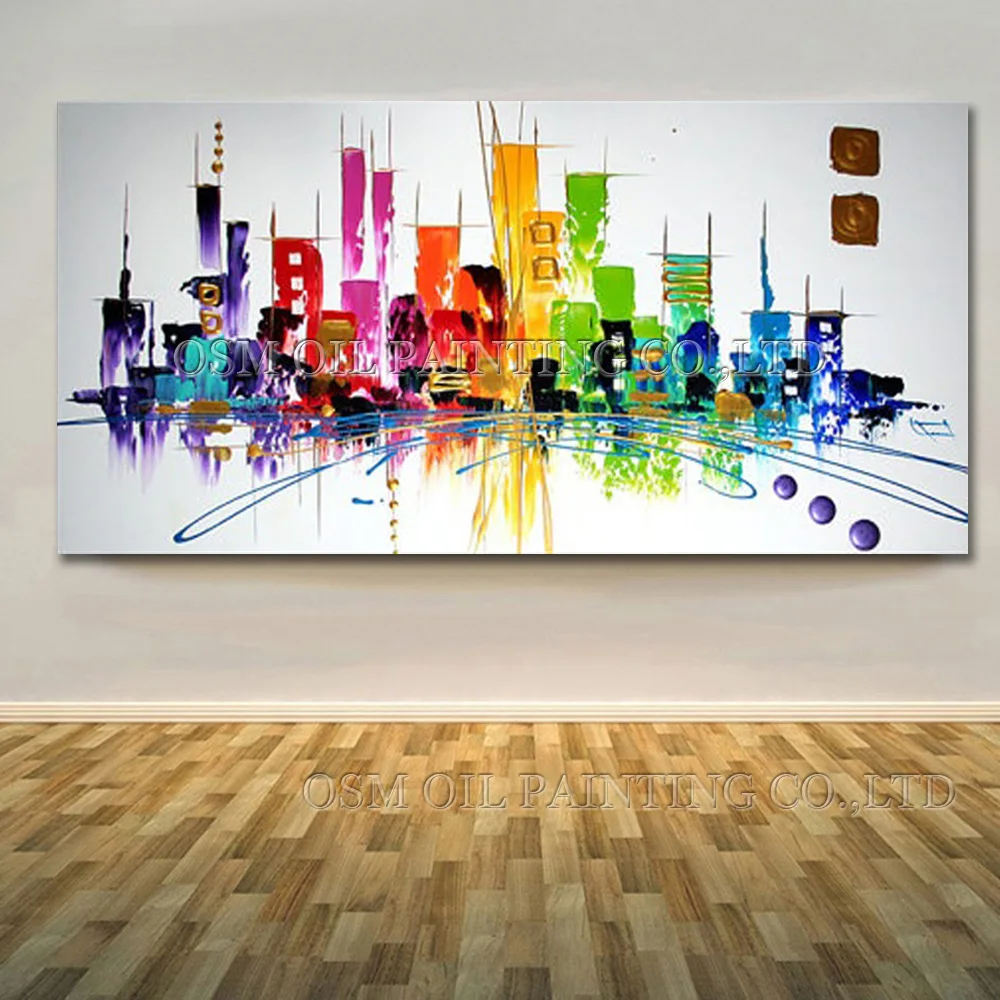 Artist Hand painted High Quality Abstract Modern City Oil Painting on