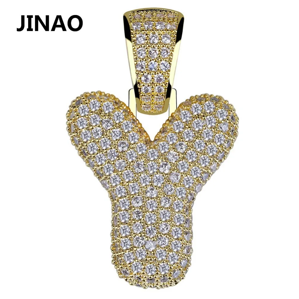 JINAO хип-хоп Iced Out Costom Bubble буквы кулон ожерелье микро проложить AAA+ Циркон с веревкой Чиан и теннисная цепь DIY ювелирные изделия