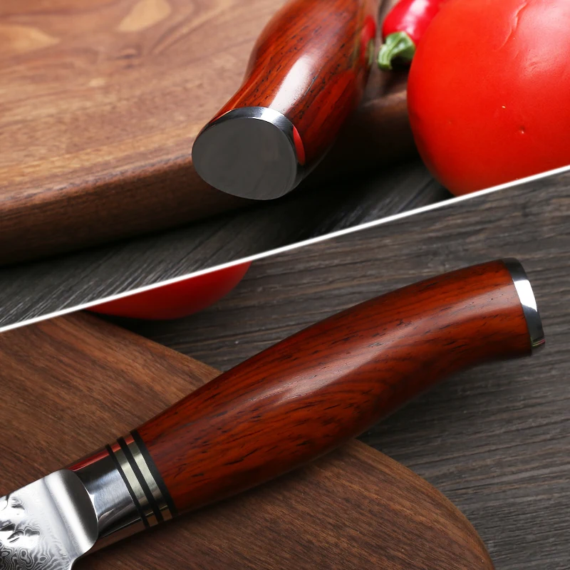 YARENH 6.5 inch kitchen knife nakiri vegetable knives Japanese VG10 Damascus steel slicing chef knife dalbergia wood handle