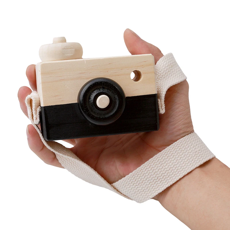 Cute Wooden Toy Camera Baby Kids Hanging Camera Photography Prop Decoration Children Educational Toy Birthday Gifts G0357