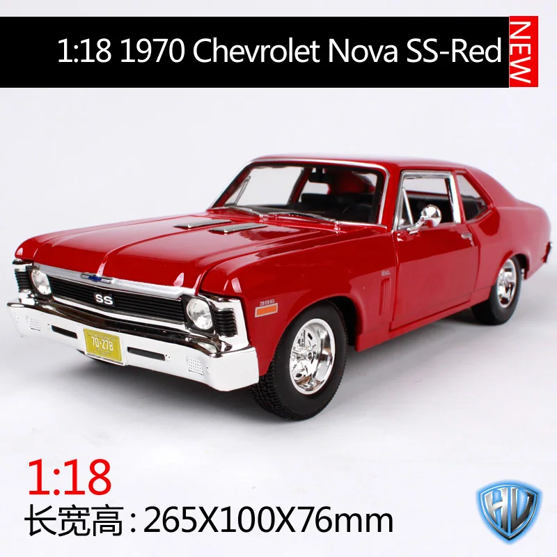 Maisto 1:18 1970 chevrolet nova ss красный синий автомобиль литой под давлением роскошная винтажная модель автомобиля старый автомобиль коллективный выпуск 31132 - Цвет: red car model