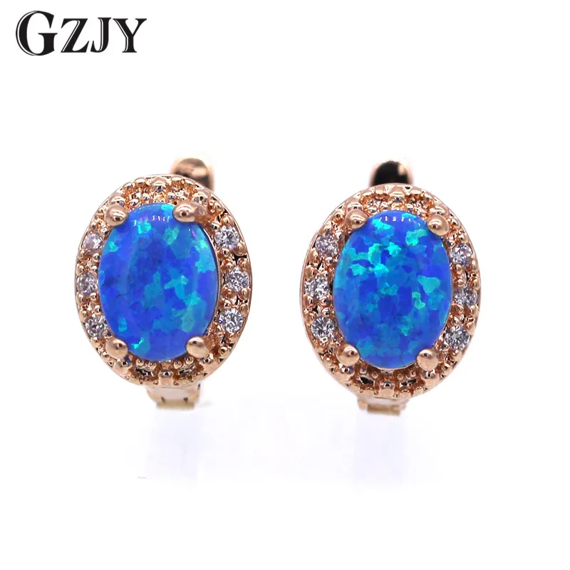 

GZJY Fashion Charming Fire Opal&Zircon Champagne Gold Color Earrings For Women Wedding Engagement Party Jewelry Brincos Bijoux